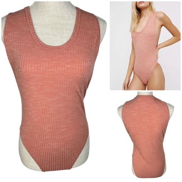 Intimately Free People Pink Ribbed Secret Sides Sleeveless Bodysuit - Picture 3 of 8